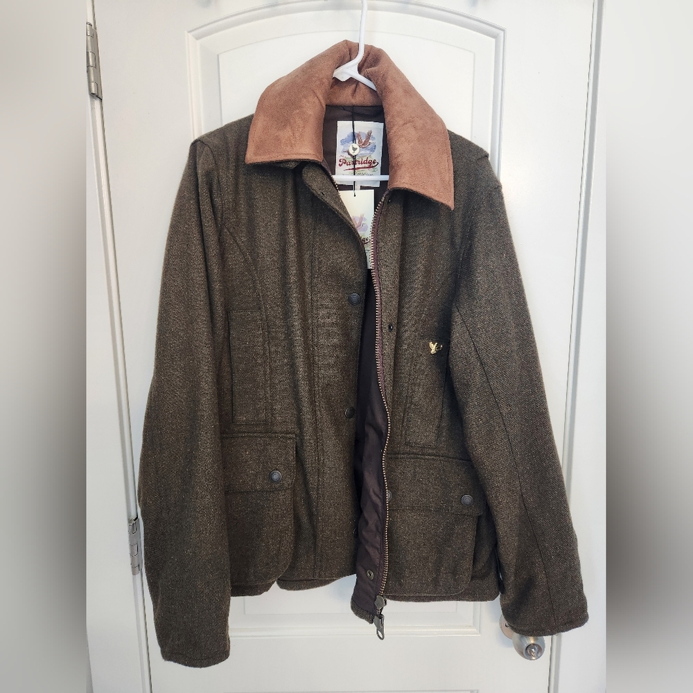 John Partridge Chaseland Ladies Tweed Shooting Jacket - Dark Green
